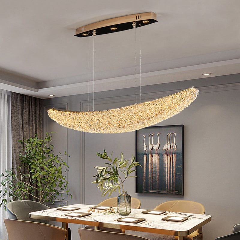 ثريا كريستال هلال LED فاخرة – تصميم عصري