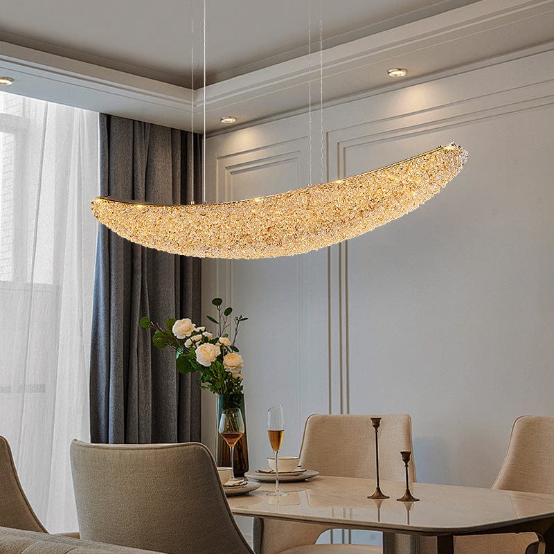 ثريا كريستال هلال LED فاخرة – تصميم عصري