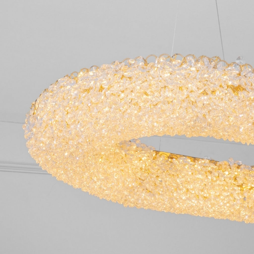 ثريا كريستال بيضاوية LED فاخرة – تصميم عصري