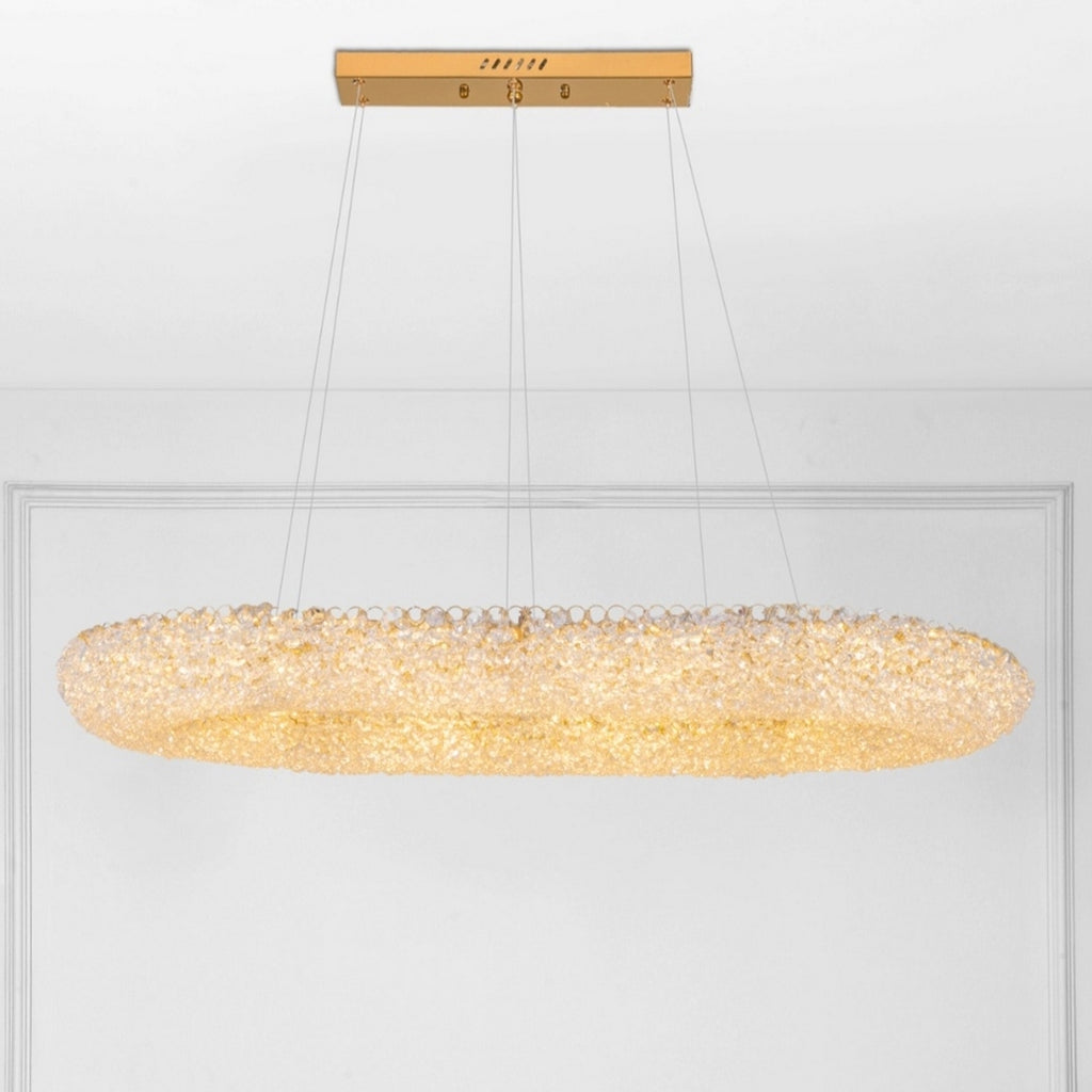 ثريا كريستال بيضاوية LED فاخرة – تصميم عصري