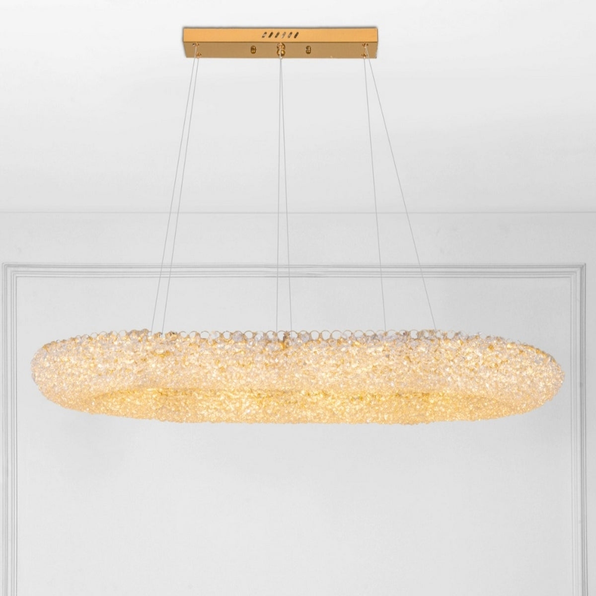 ثريا كريستال بيضاوية LED فاخرة – تصميم عصري