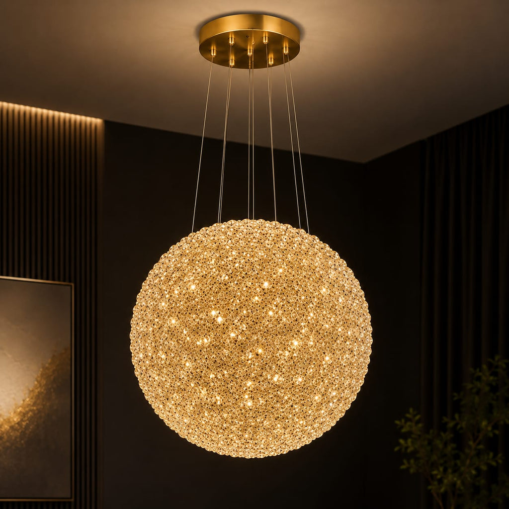 ثريا كريستال كروية LED فاخرة – تصميم فاخر