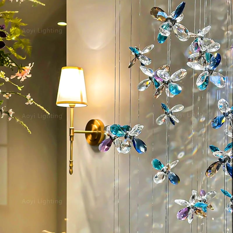 زهرة كريستالية متعددة الألوان لتفصيل الثريات – Crystal Floral Chandelier Ornament